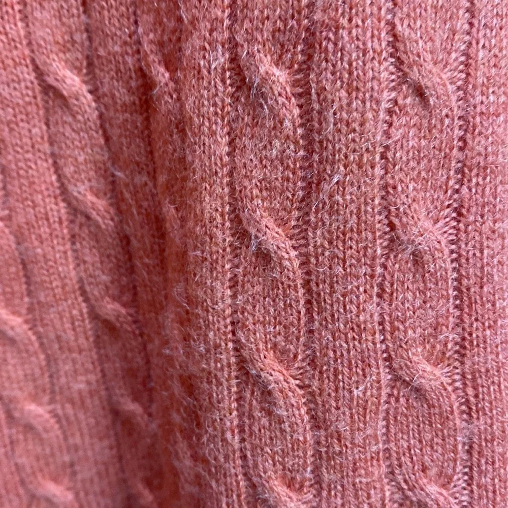 Kenar Sweater Womens Small Orange Good 100% 2-Ply Cashmere Cable Knit Scoop Neck